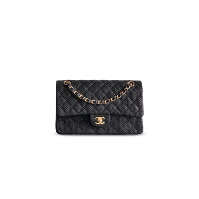 CHANEL 26C QUILTED MEDIUM CLASSIC FLAP WOVEN BAG (25.5*15.5*6.5cm)